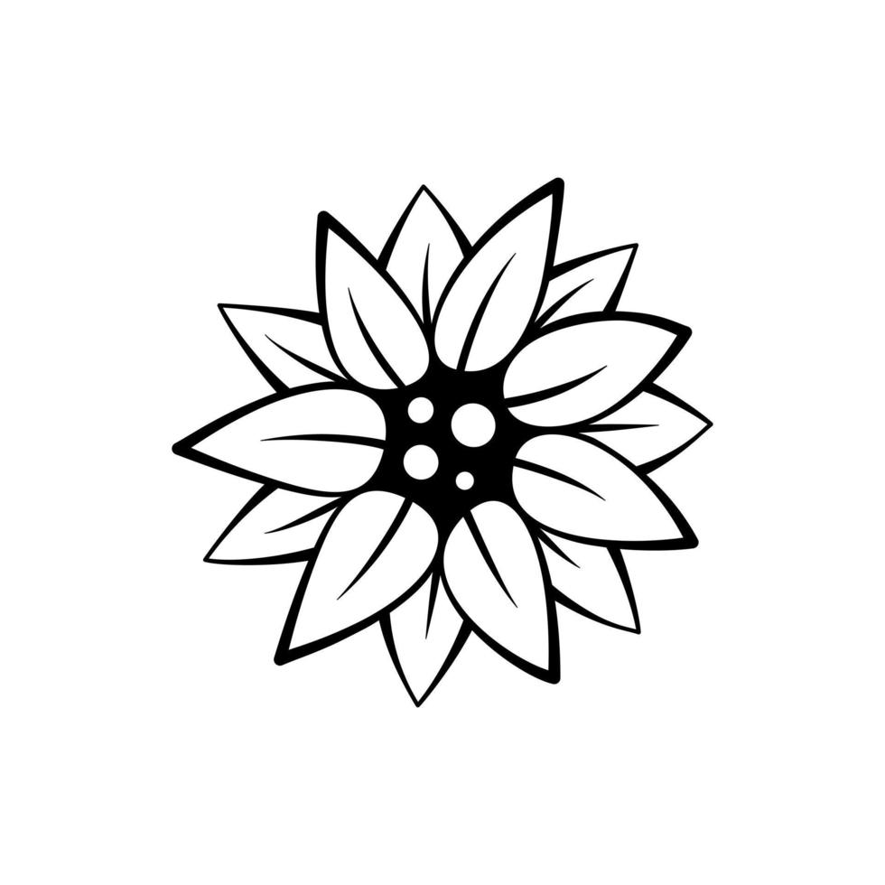 Mini-Sonnenblume, einfache Grundlinie der Natur. vektorillustration für dekorieren logo, text, grußkarten und jedes design. vektor