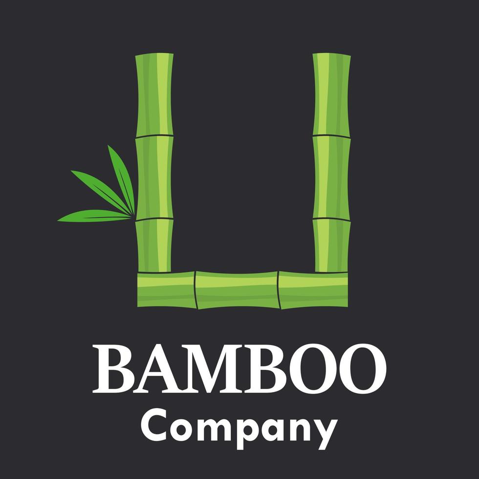 bokstaven u bambu logotyp mall illustration. lämplig för ditt företag. vektor
