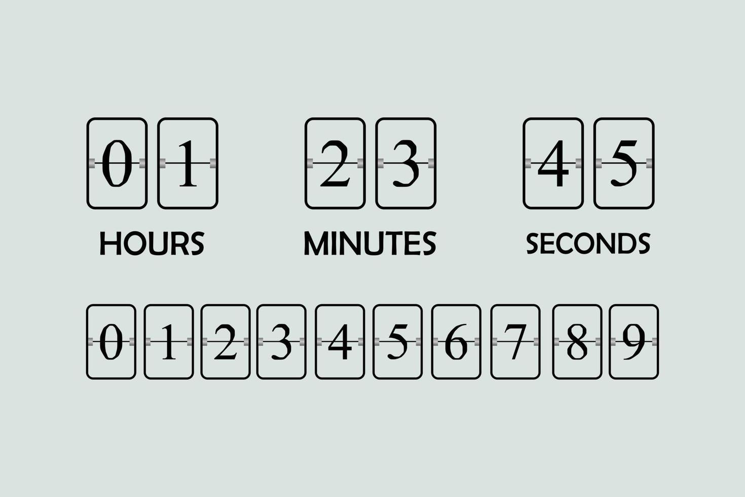 flipboard nedräkning klocka räknare timer logotyp mall. resultattavla för timmar, minuter och sekunder för webbsida, kommande evenemang, underbyggd sida etc vektor