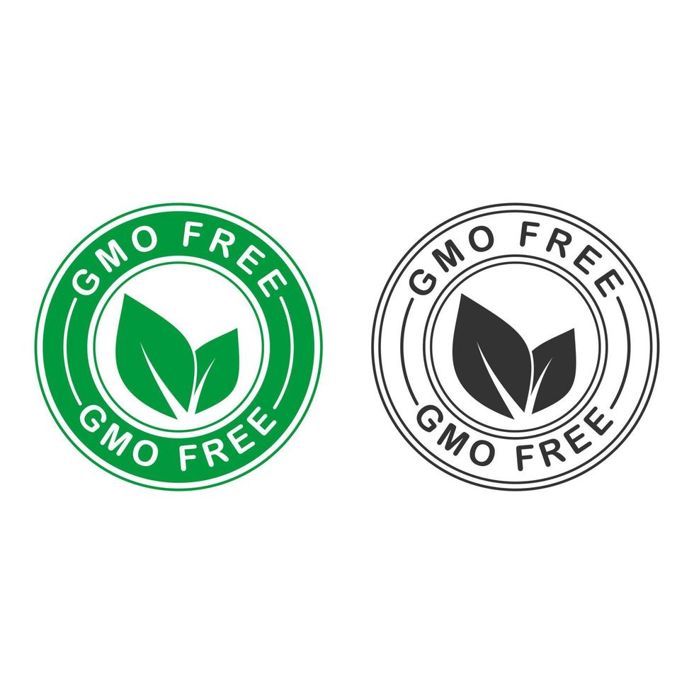 gmo gratis logotyp. vektor grön icke gmo logotyp tecken för hälsosam mat paketdesign.