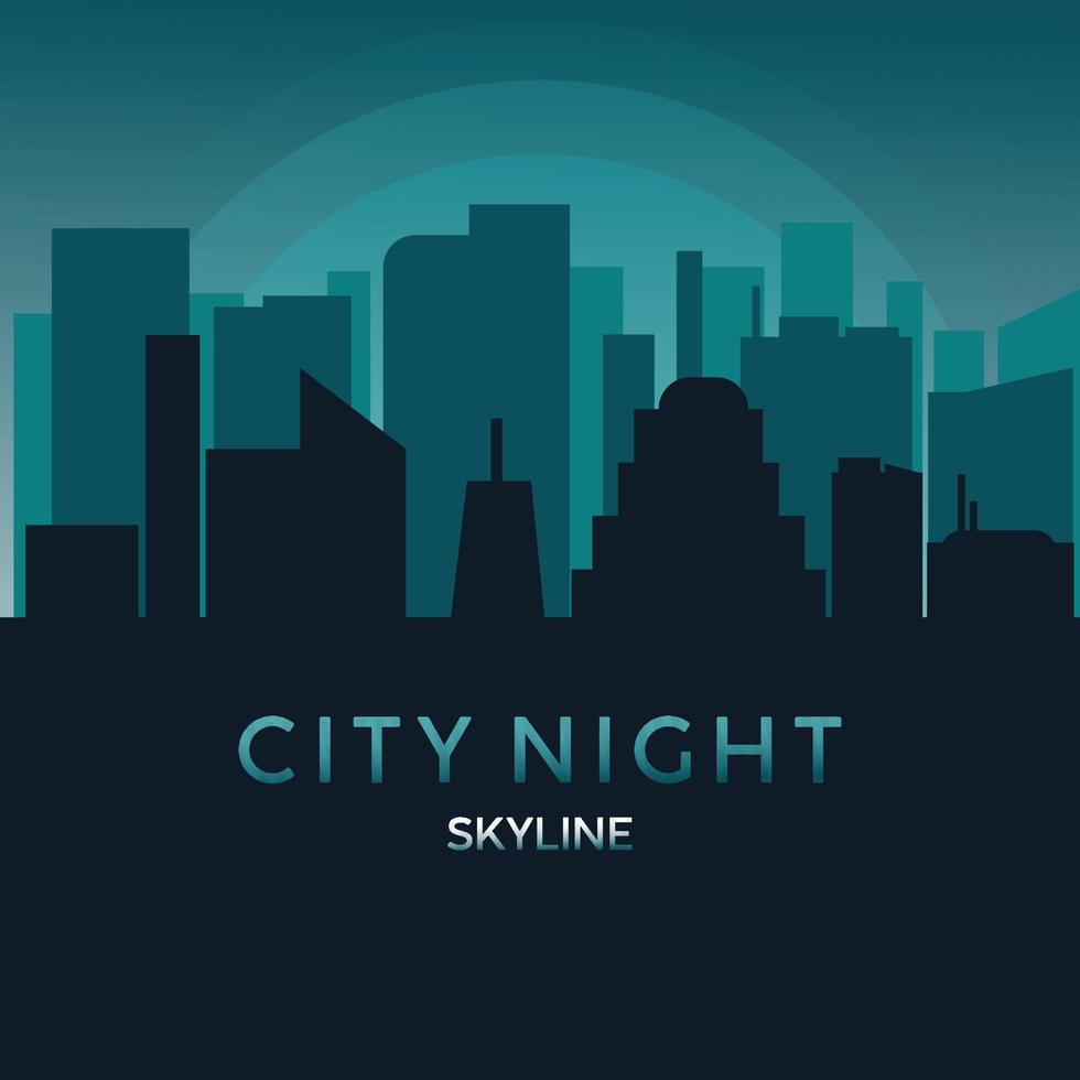 Schattenbildillustration der Skyline der Stadt mit einem freien Vektor der schönen Ansicht