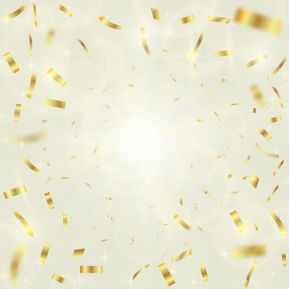 guld konfetti explosion firande på ljus bakgrund vektor