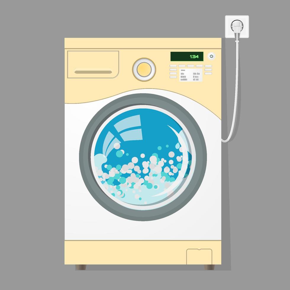 modern tvättmaskin isolerad på grå bakgrund vektor