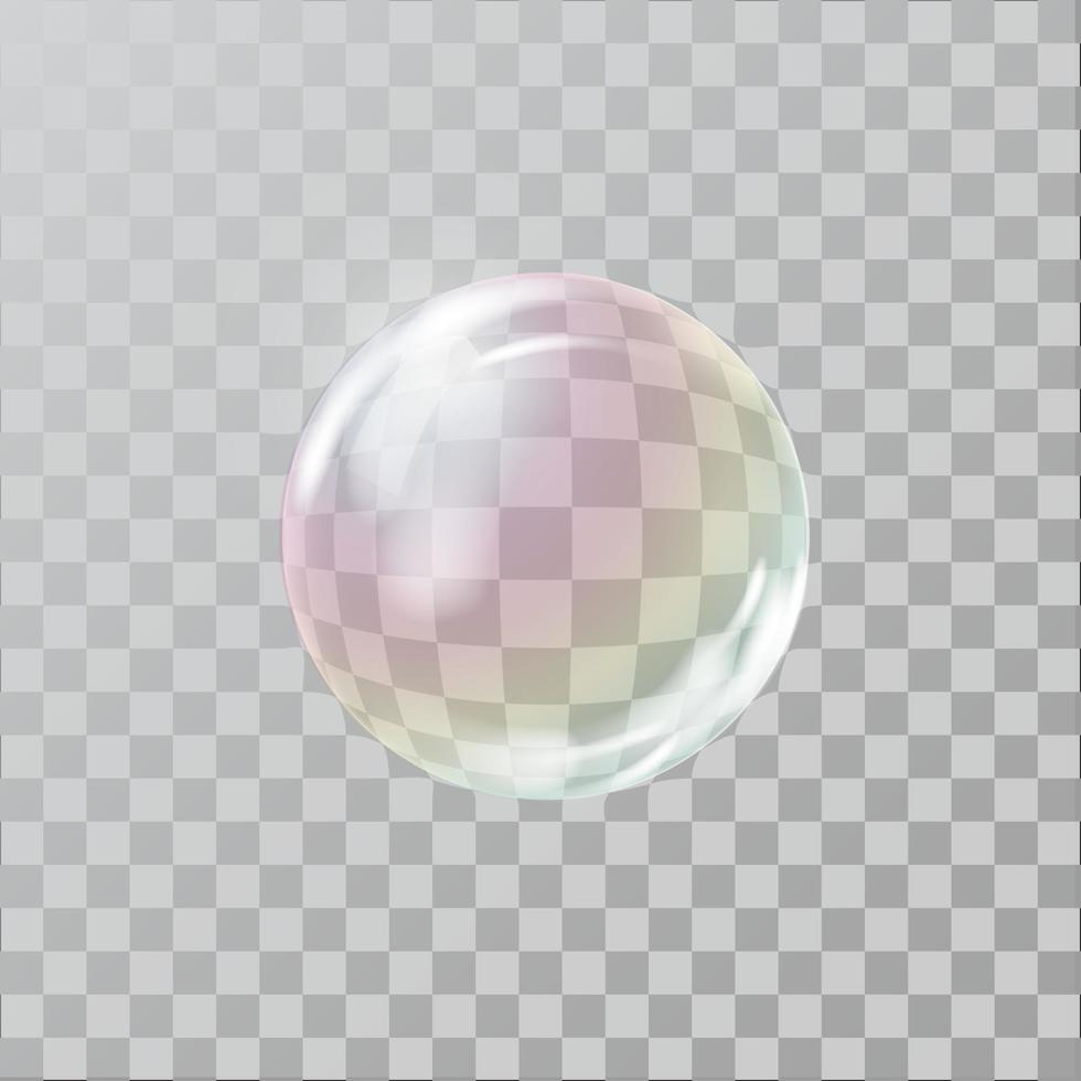 realistisk såpbubbla med regnbågsreflektion vektor