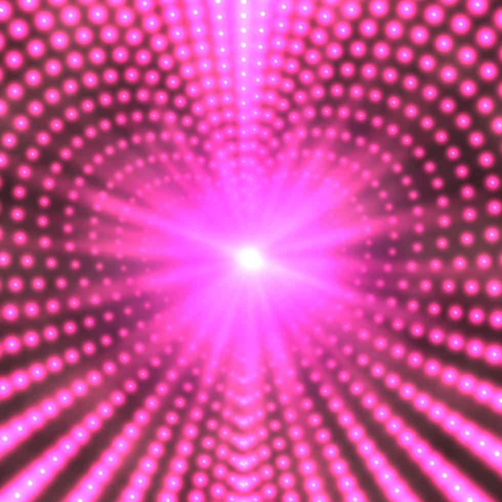 Vektor unendlicher herzförmiger Tunnel aus leuchtenden Fackeln auf rosa Hintergrund.