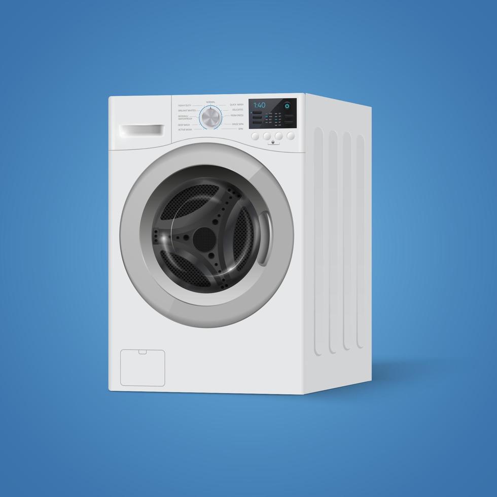 realistische weiße frontlader-waschmaschine auf einem weißen backgro vektor