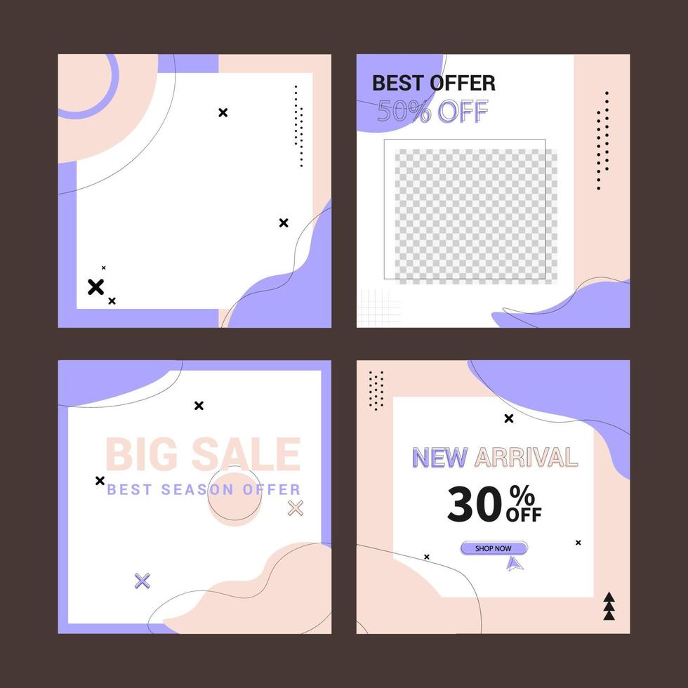 sociala medier sociala post kreativ vektor set. bakgrundsmall med kopia utrymme för text och bilder design av abstrakta färgade former