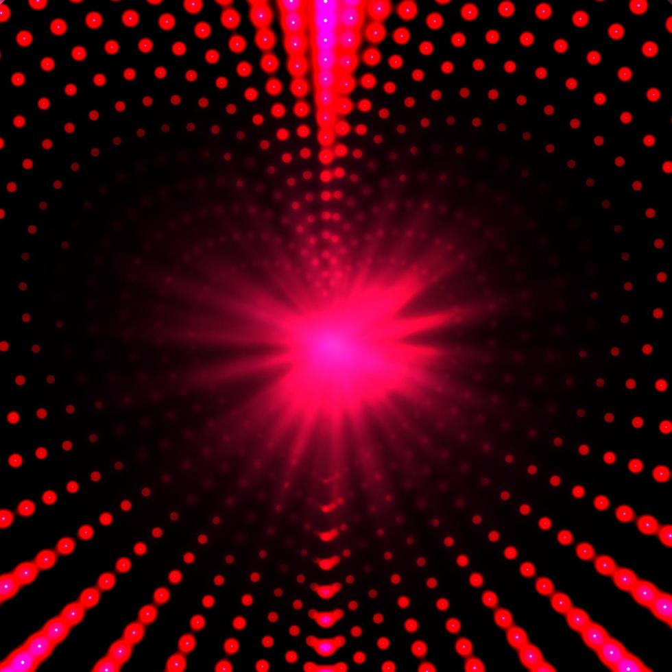Vektor unendlicher herzförmiger Tunnel aus leuchtenden Fackeln auf rotem Hintergrund