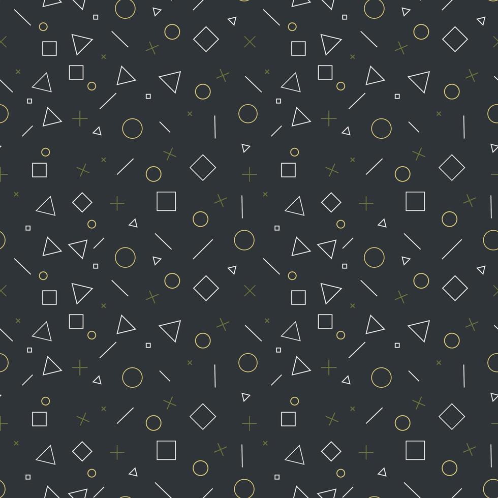 abstrakt färgglada cirkel och kors former seamless mönster med vit geometrisk på svart bakgrund. vektor