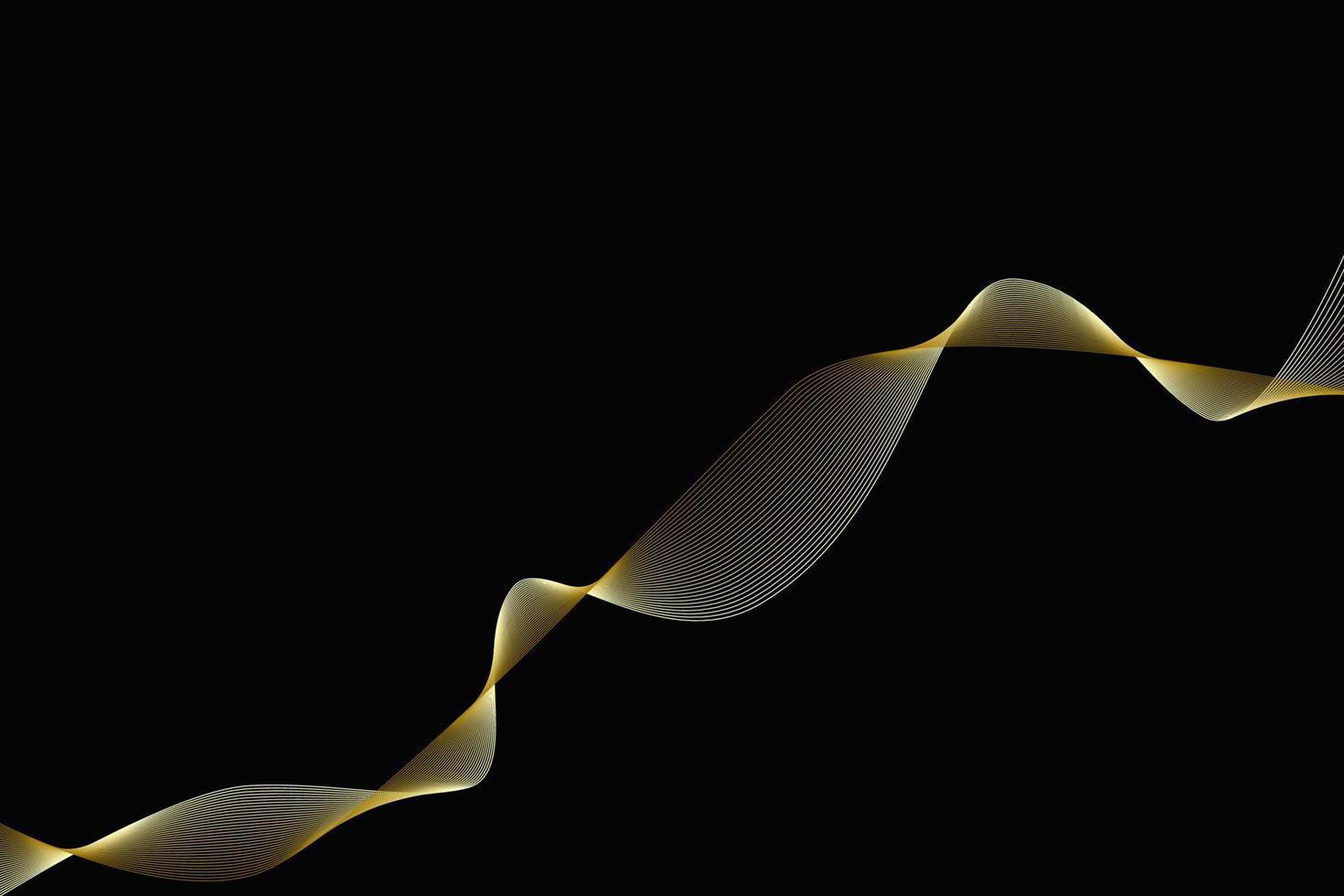 abstrakt minimal modern lyx guld våg linjer färgblandningsmönster med svart bakgrund och kopieringsutrymme. vektor