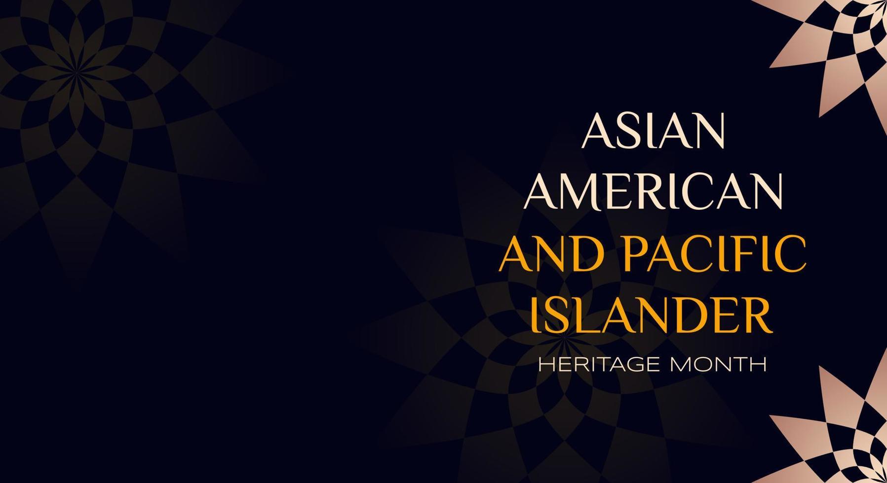 asiatiska amerikanska och Stillahavsöarnas arvsmånad. vektor banner för annonser, sociala medier, kort, affisch. illustration med text, prydnad. svart bakgrund