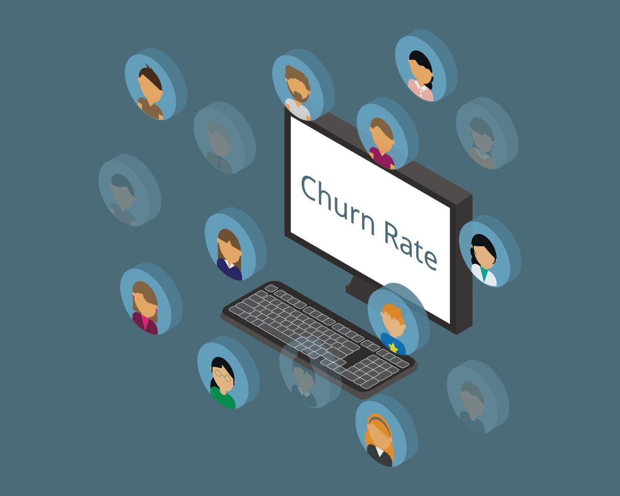 churn rate som är den takt med vilken kunder avslutar eller avbryter för att betala för tjänstevektorn vektor