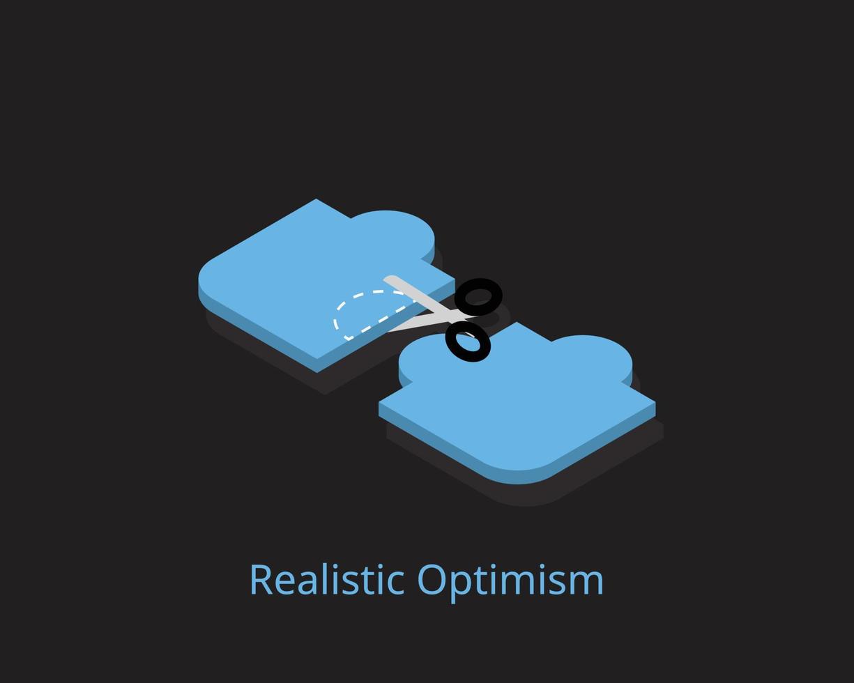realistisk optimism innebär att hoppas på ett positivt resultat genom att sätta upp uppnåbara mål och arbeta mot önskade resultat vektor