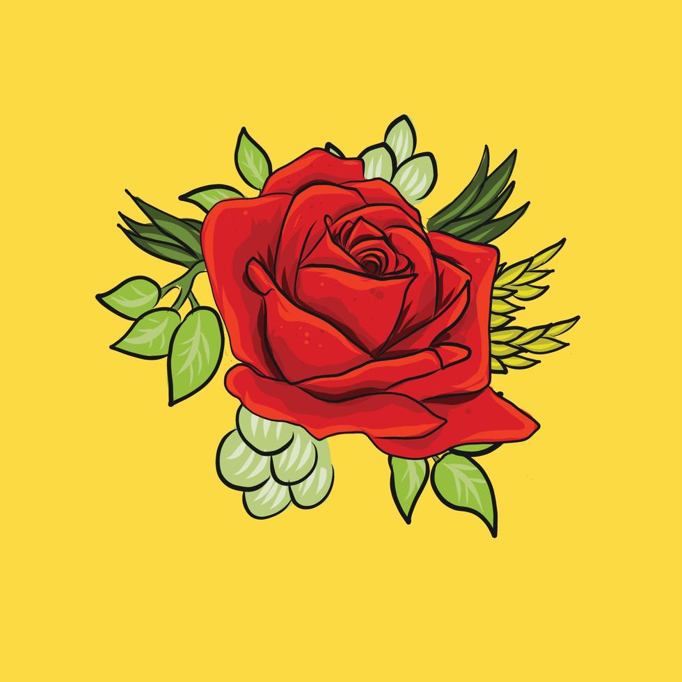 vacker röd rosblomma. vektor illustration