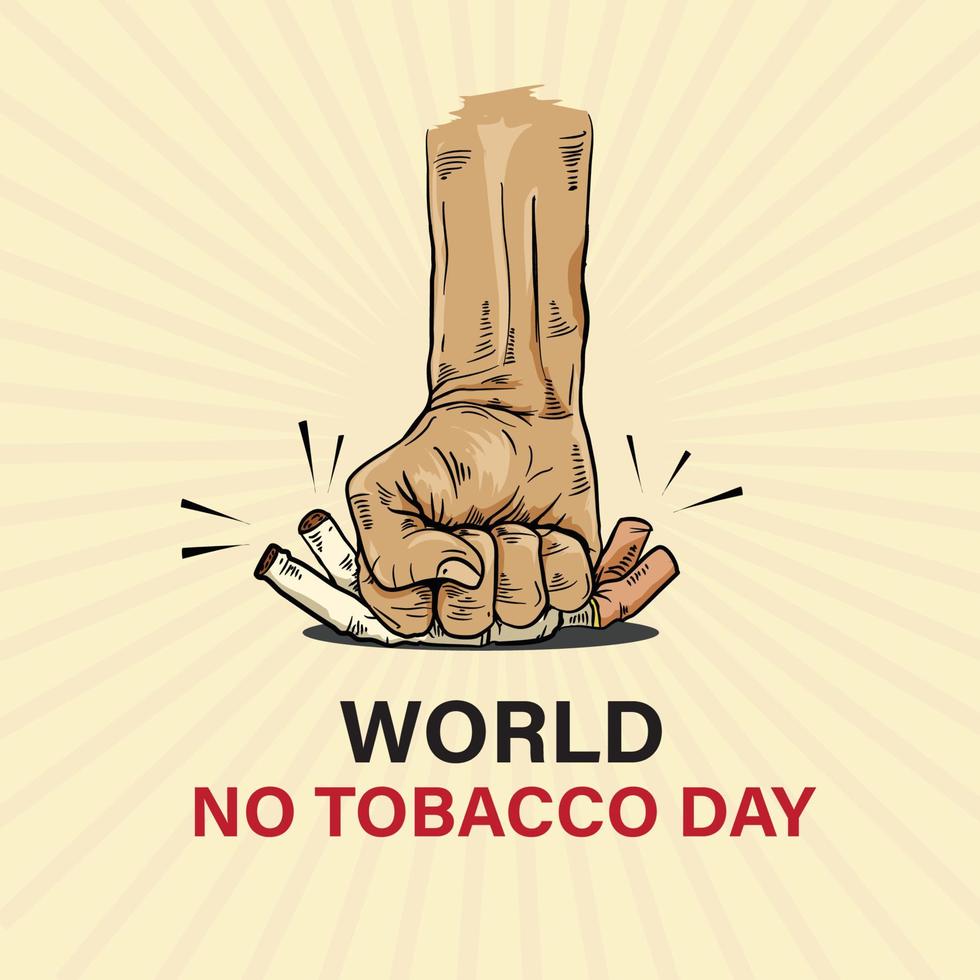 illustration hand punch ner för världen ingen tobaksdagen vektor
