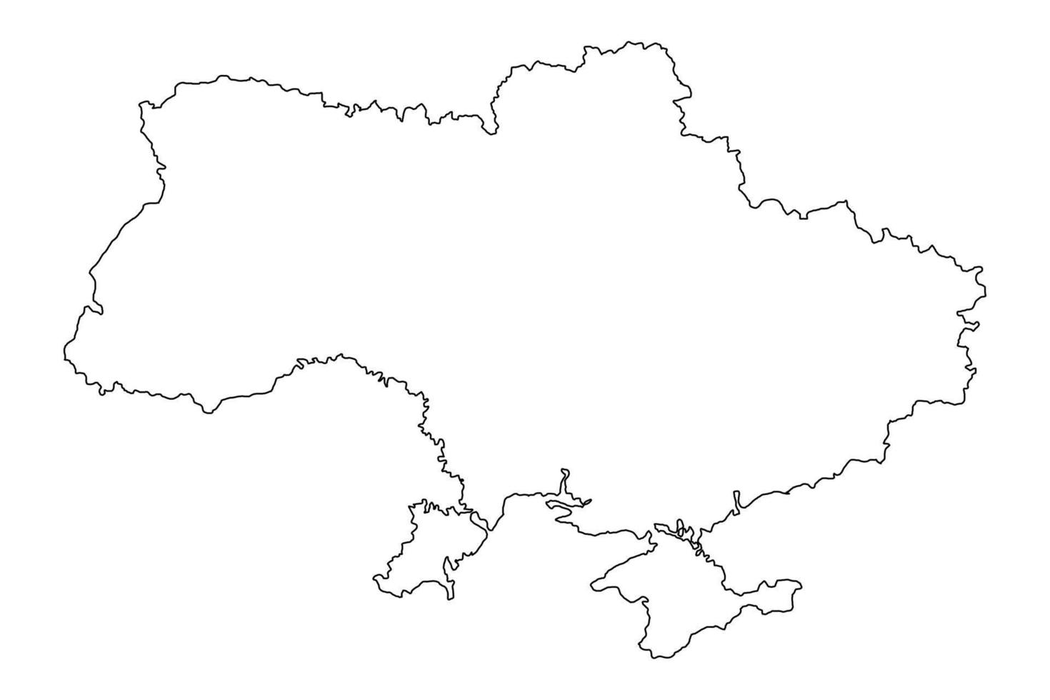 ukraine landkarte. europäische Länder. Das ukrainische Territorium grenzt an die Krim. Gekritzelzeichnung Umrissskizze. vektor