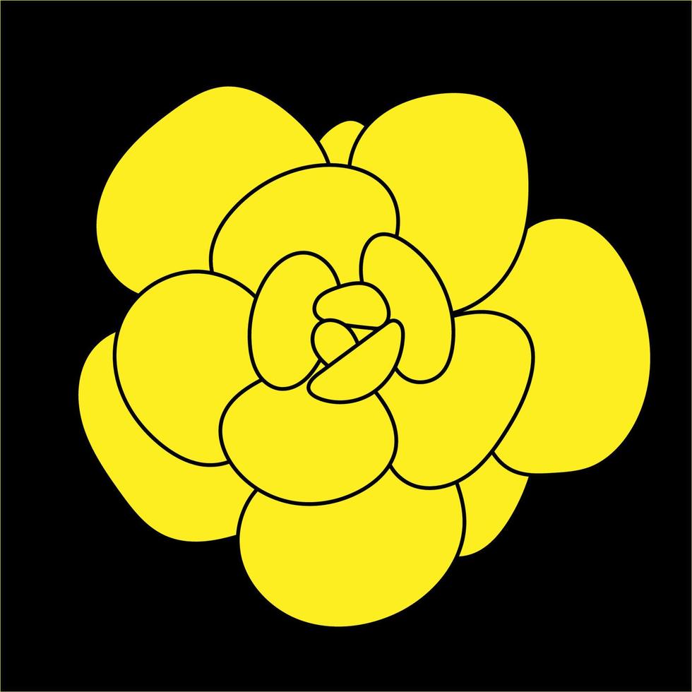 öken blomma skiss. gul siluett av suckulent. konturritningsanläggning. saftiga doodle mönster. vektor