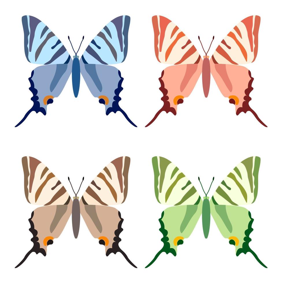 vektor samling, färgglada fjärils insekter. dekorativ design. isometrisk, platt stil.