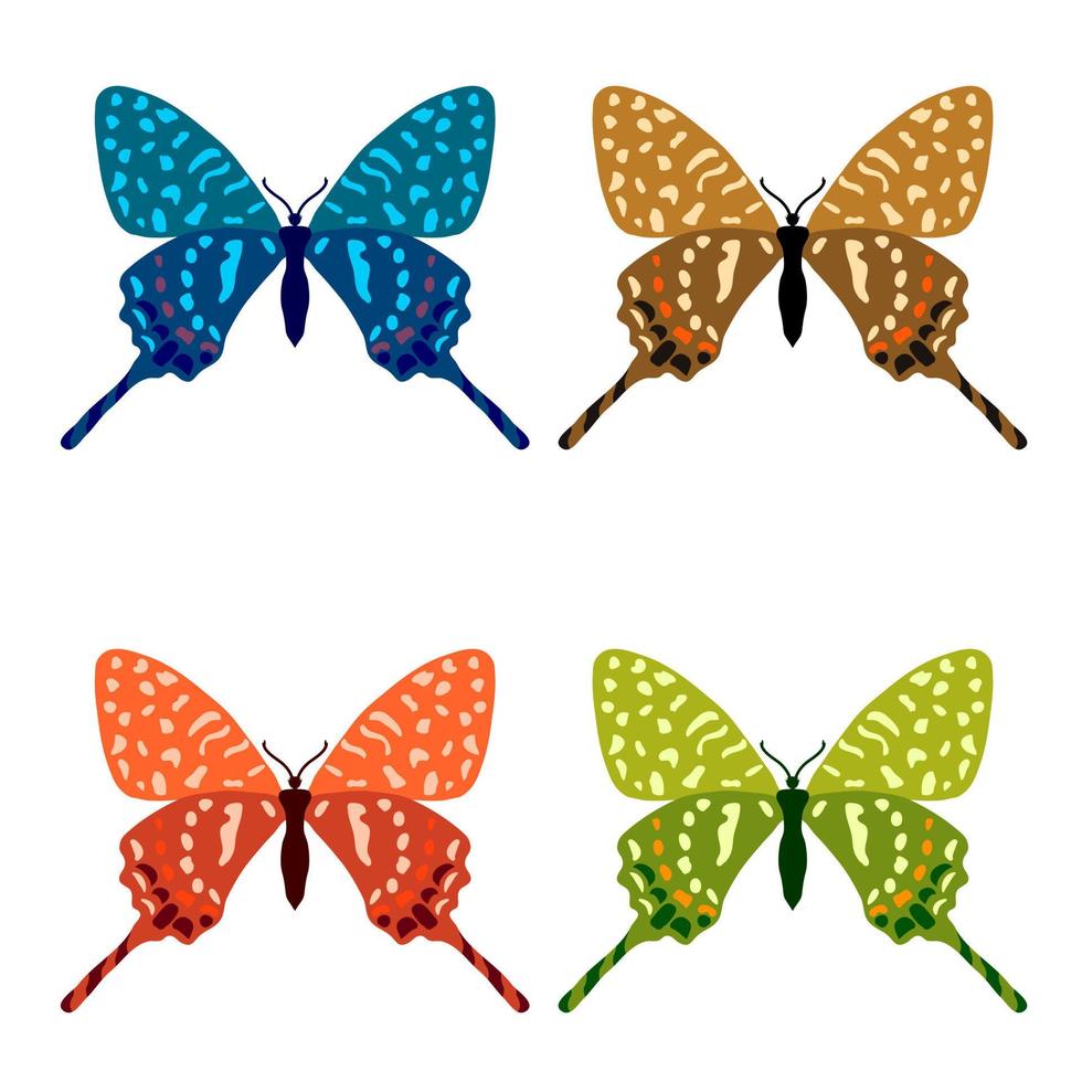 vektor samling, färgglada fjärils insekter. dekorativ design. isometrisk, platt stil.