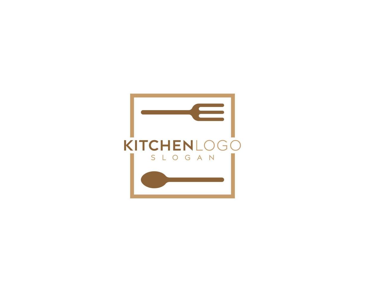 abstrakte Küche, Restaurant-Logo-Design, Löffel- und Gabel-Symbol-Logo-Design vektor