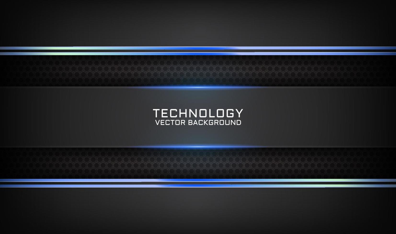 3d schwarze technologie abstrakte hintergrundüberlappungsschicht auf dunklem raum mit blauer lichtlinieneffektdekoration. grafikdesignelement zukünftiges stilkonzept für banner, flyer, karte, cover oder landingpage vektor