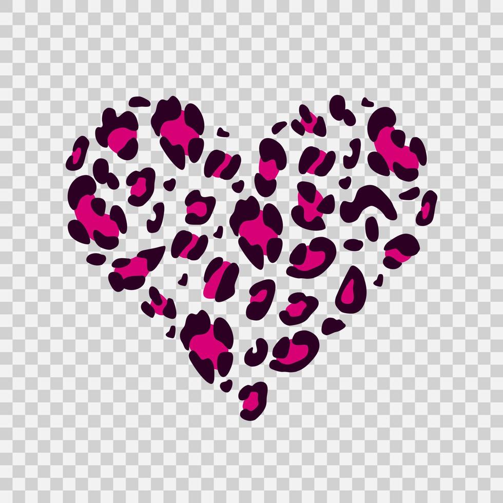 leopard hjärta på en transparent bakgrund. animalistiskt tryck. symbol för kärlek. lämplig för tryck på en t-shirt. vektor handritade illustration