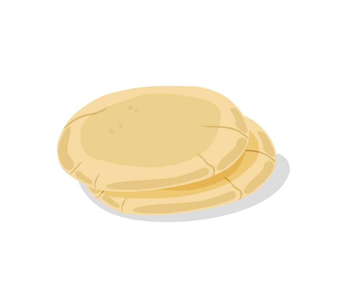Pita-Brot. Tortillas auf einem weißen isolierten Hintergrund. gerösteter Lavash. Vektor-Cartoon-Illustration. vektor