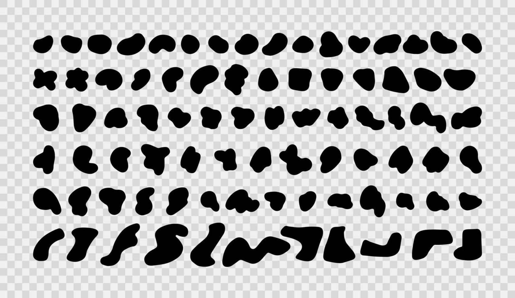 slumpmässiga svarta former set. organisk abstrakt splodge element monokrom samling. blob former vektor. genomskinlig bakgrund. vektor