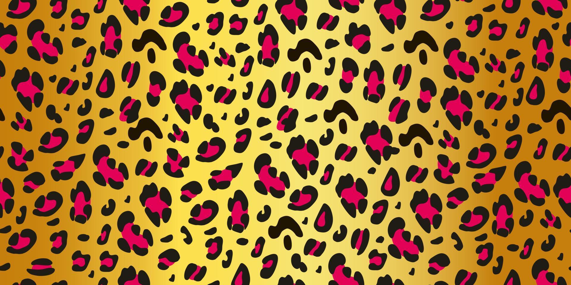 leopard textur på en gyllene bakgrund. animalistiskt sömlöst mönster är lämpligt för utskrift på tyg och papper. vektor illustration.