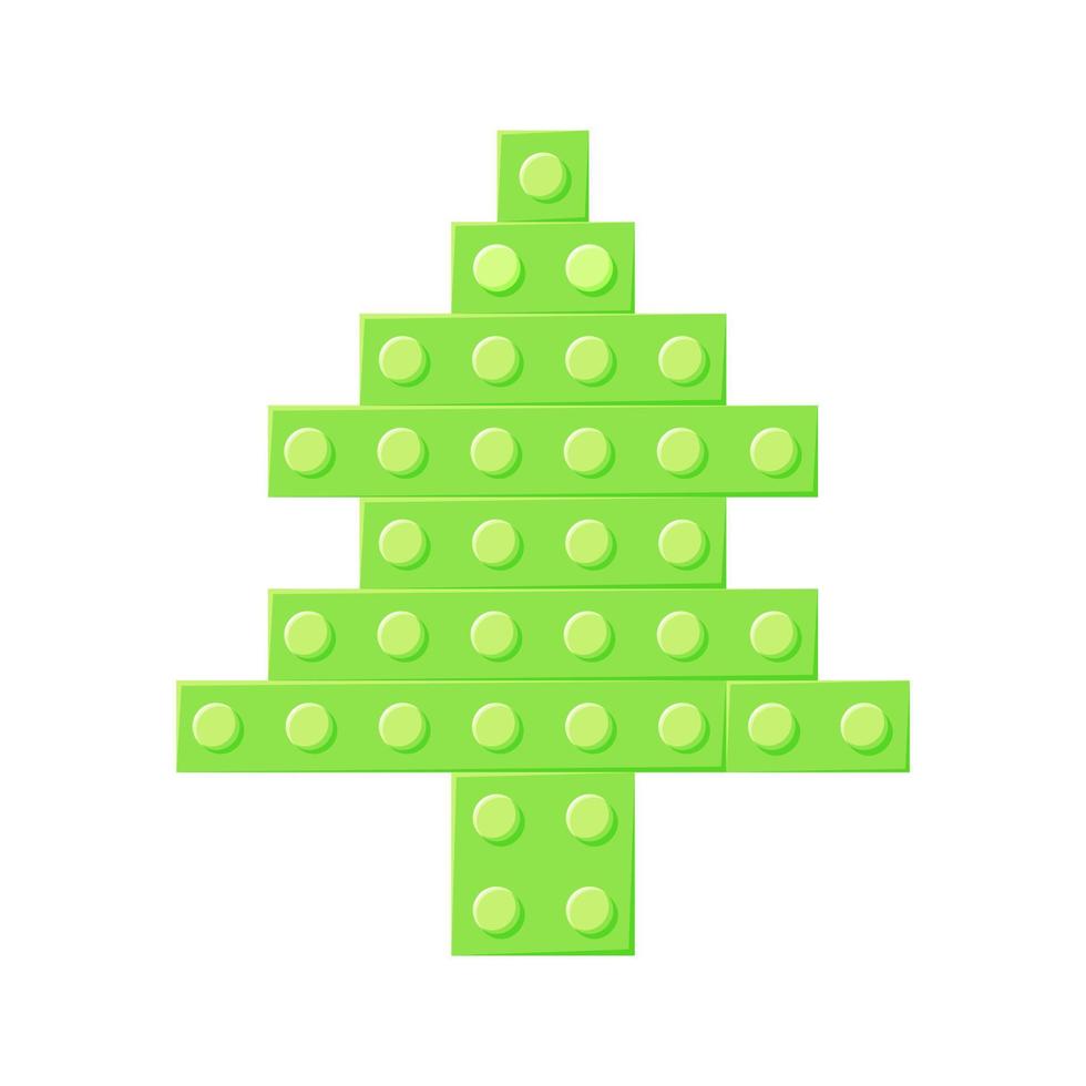 Plastikblock Spielzeug Weihnachtsbaum. Konstrukteur. Symbol. Vektor-Cartoon-Illustration. vektor