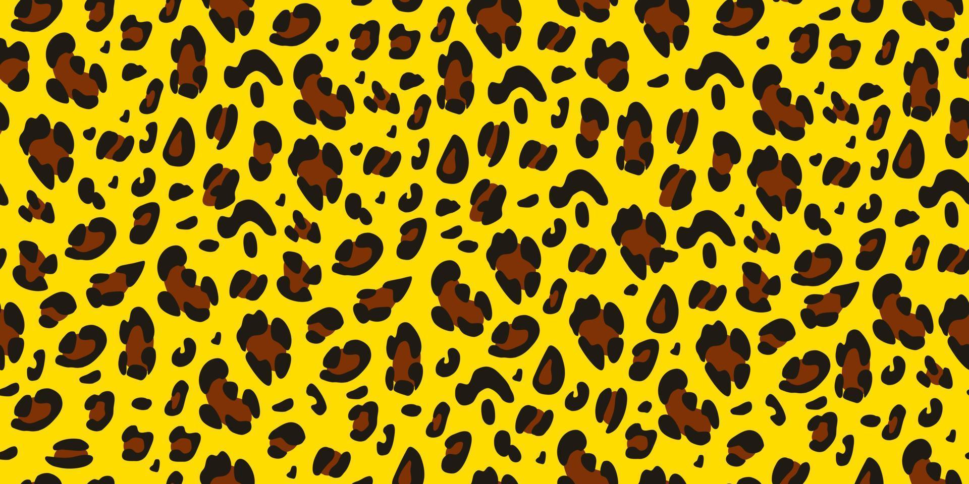 leopardtryck på gul bakgrund. sömlös animalistiska pattern.vector handritade bakgrund. vektor