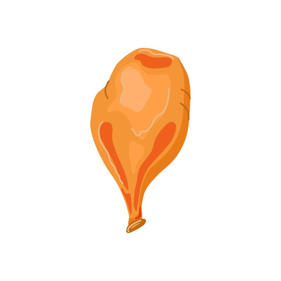 orangefarbener luftleerer Ballon auf weißem, isoliertem Hintergrund. Urlaubsattribute. Vektor-Cartoon-Illustration. vektor