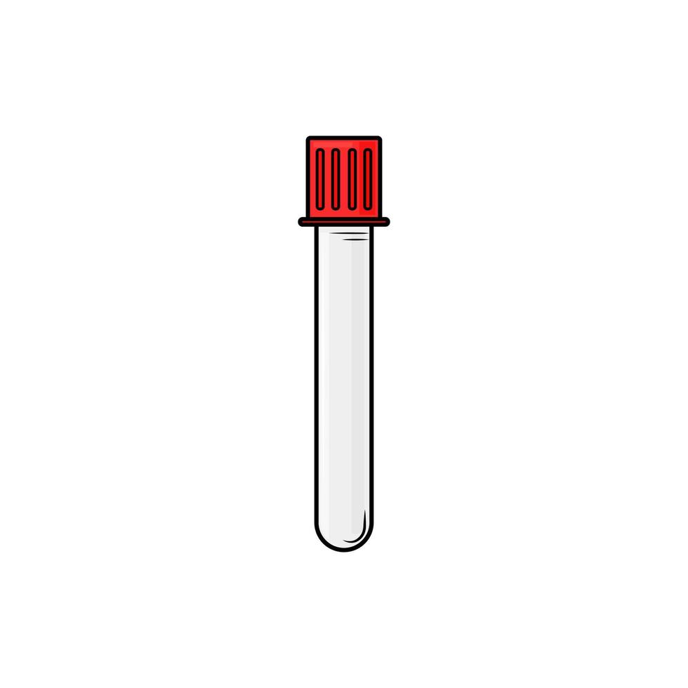 tomt provrör med rött lock för blodanalys på ett vitt isolerat. vektor illustration.