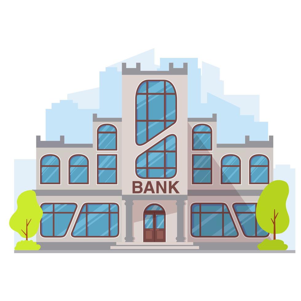 Strichzeichnungen für Bankgebäude. flache Cartoon-Stil-Vektor-Illustration. vektor