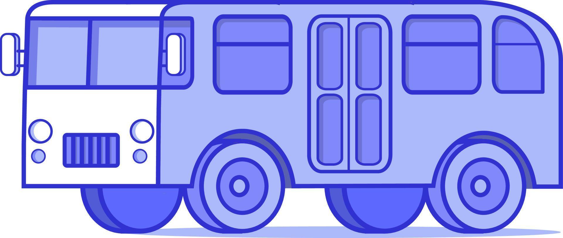 bus icon.small bus.flat vector blaue linie art.element für die gestaltung eines spiels oder der mobilen anwendung bei lieferung. isoliert auf weißem hintergrund. fahrzeugvorderansicht. Fahrzeug Seitenansicht.