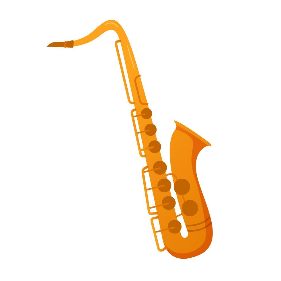 Musikinstrument Saxophon. flache vektorillustration lokalisiert auf weißem hintergrund.symbol für musikgeschäfte.jazz-musikinstrument. vektor