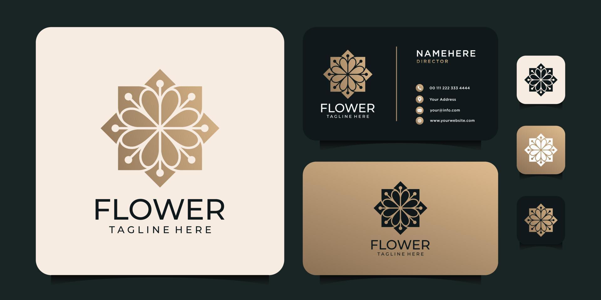 lyx gyllene blomma logotyp vektor koncept för spa symbol