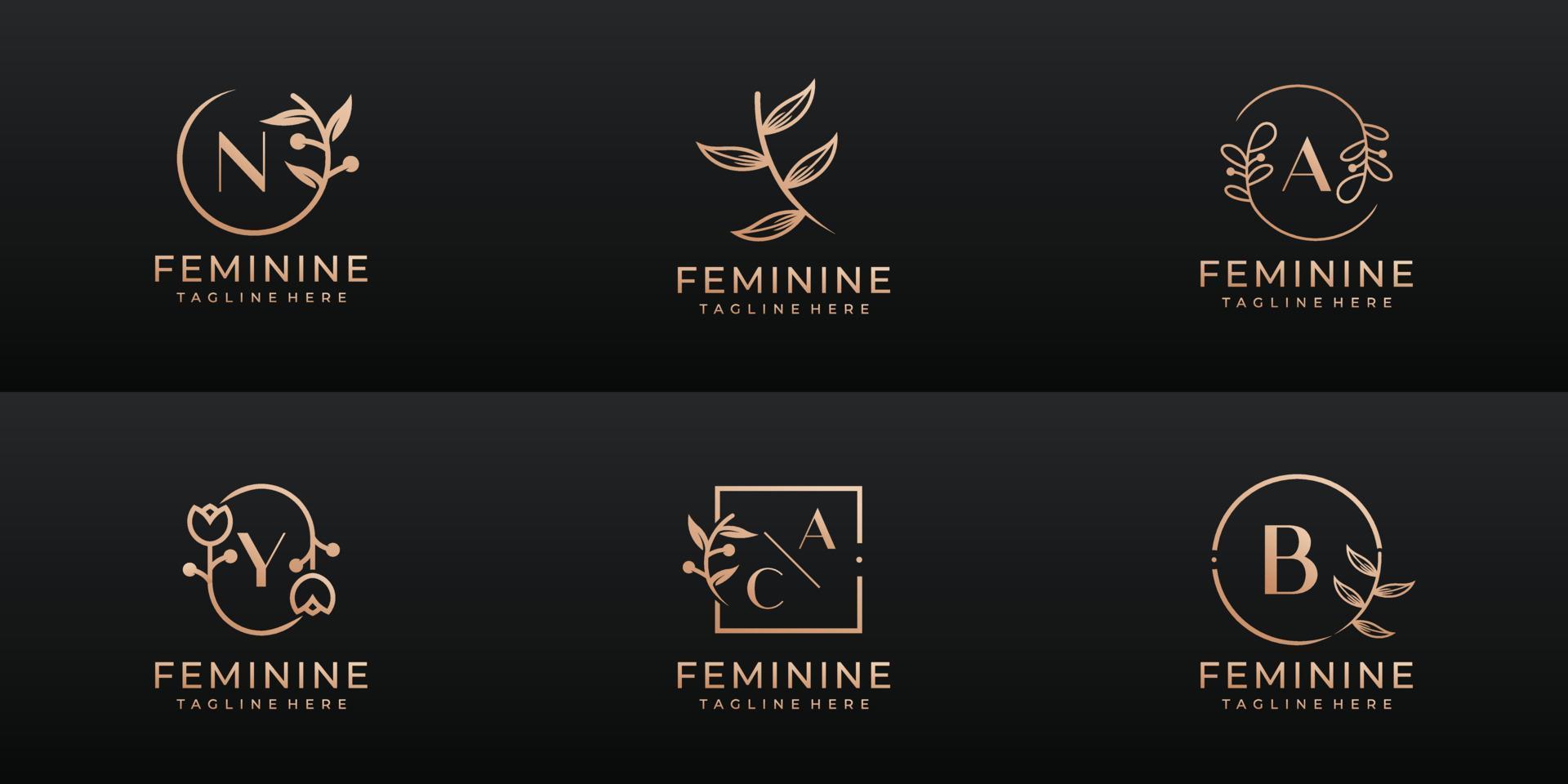 lyxigt feminint bröllopsmärke, företagskollektion med logotyper vektor