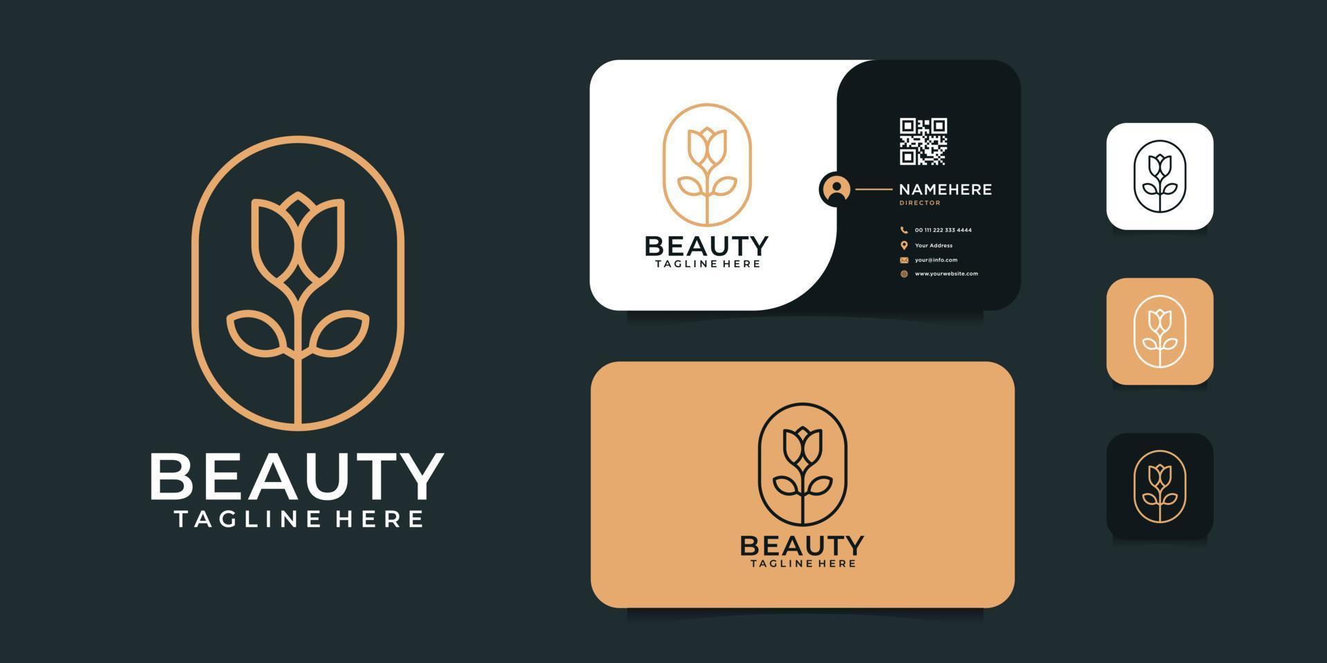 Beauty Gold Flower Logo Vektorkonzept für Spa und Yoga vektor