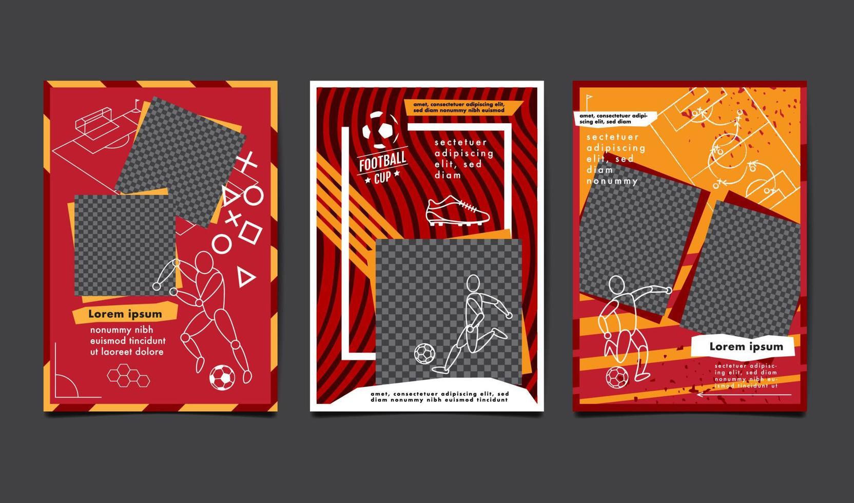 fotbollsturnering, fotboll banner, sport layout design vektor