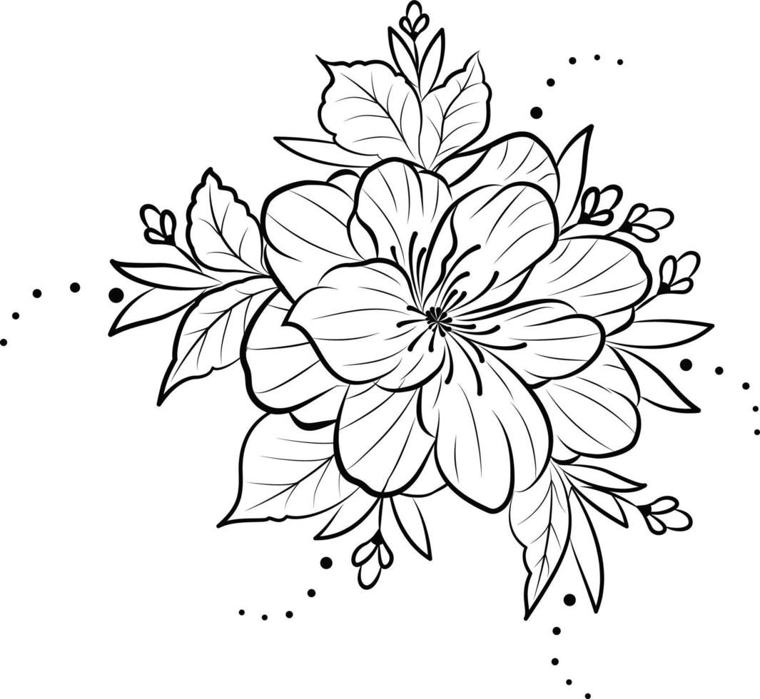 illustration med en blomma markerad på en vit bakgrund. vektor illustration. svart siluett. realistisk vektorillustration av en pion. handritade vektorillustration.