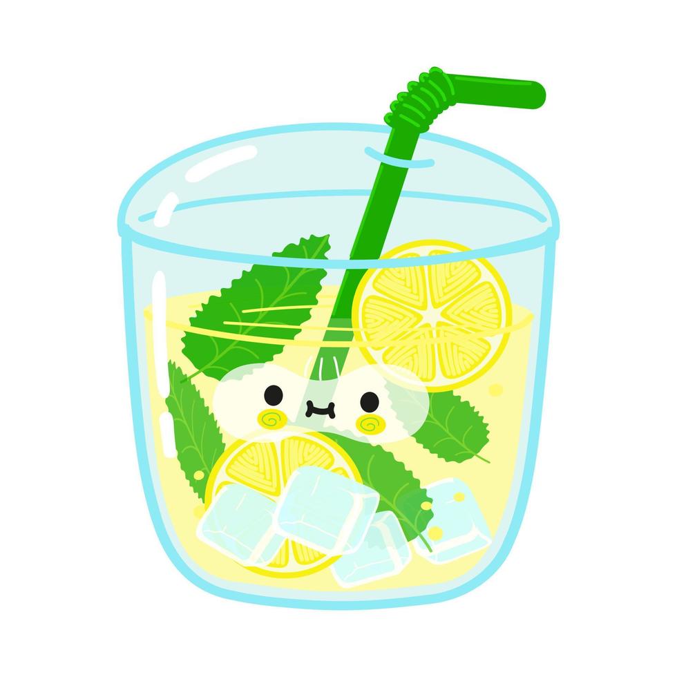 süßer lustiger limonadencharakter. vektor hand gezeichnete karikatur kawaii charakter illustration symbol. isoliert auf weißem Hintergrund. Limonade-Charakter-Konzept