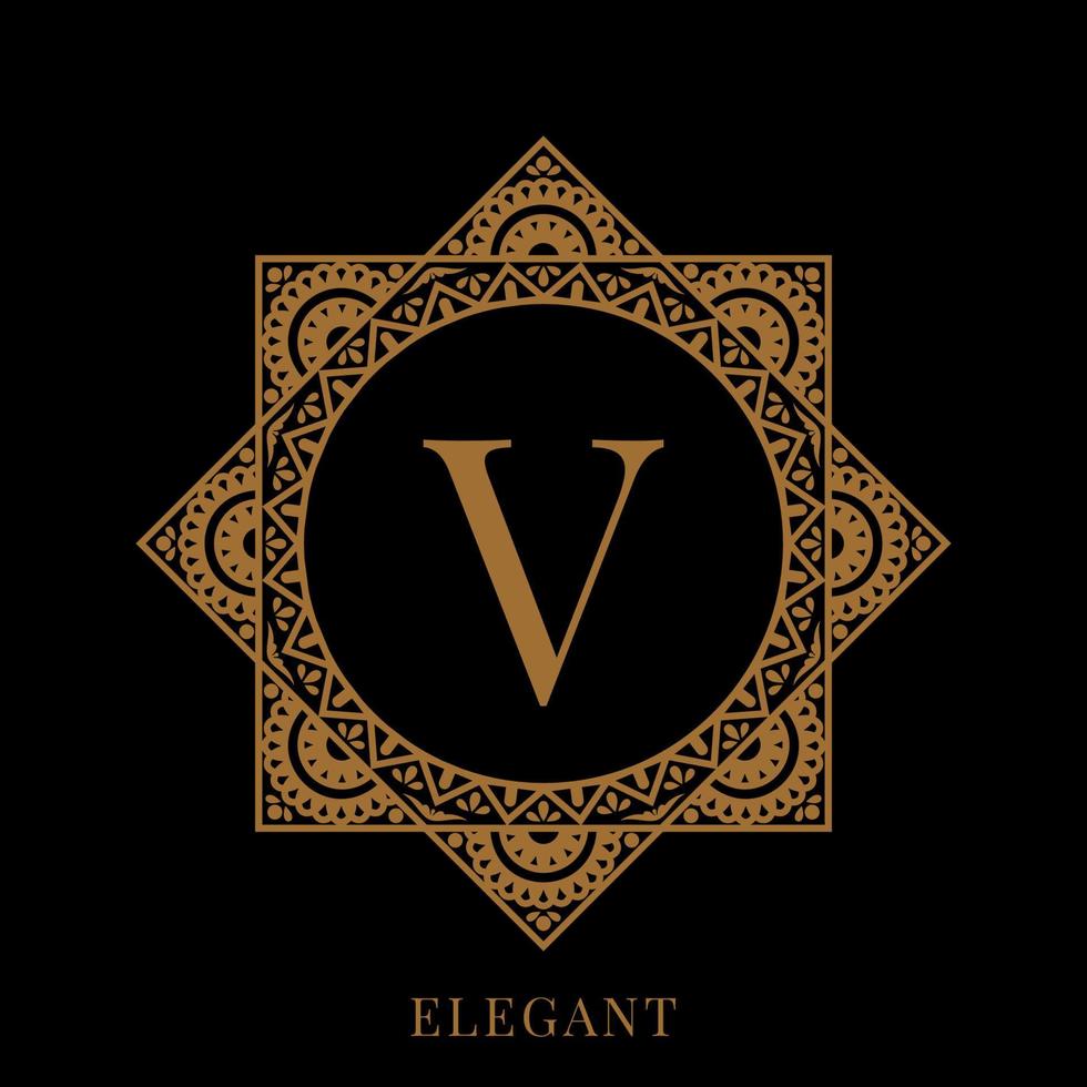 elegante buchstabe v mandala-logo-vorlage vektor