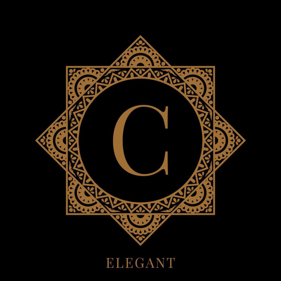 elegante buchstabe c mandala-logo-vorlage vektor