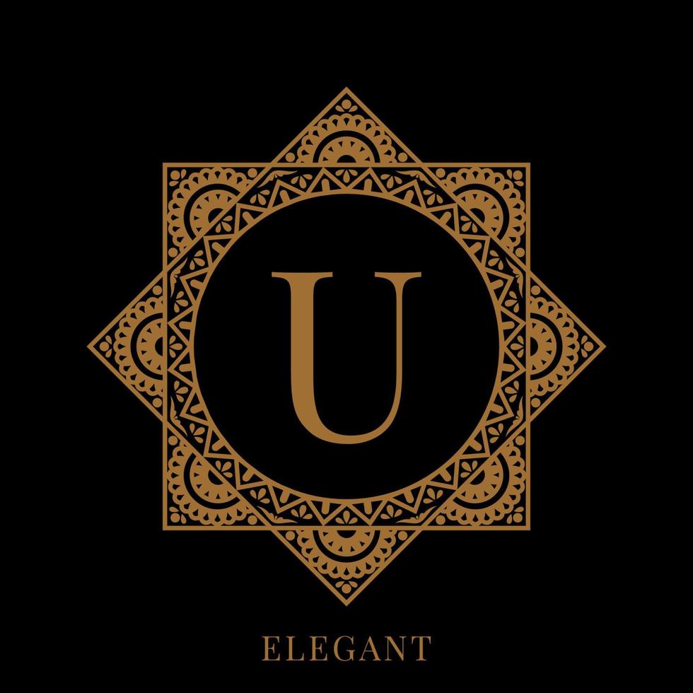 elegant brev u mandala logotyp mall vektor