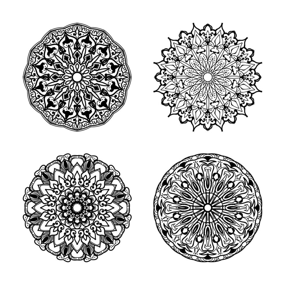 samlingar cirkulärt mönster i form av en mandala för henna, mehndi. målarbok sida. vektor