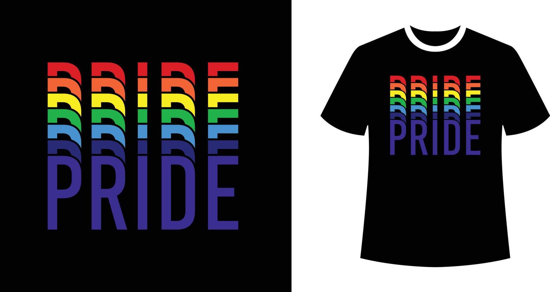 pride regnbågsfärg t-shirt text med offset kontur streck för t-shirt vektor