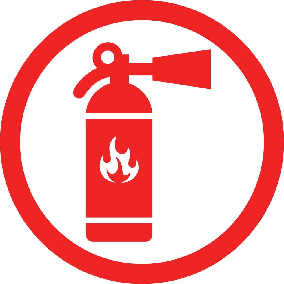 Feuerlöscher-Symbol in einem roten Kreisumriss vektor