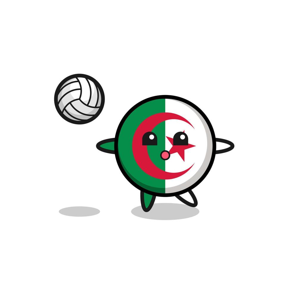 charakterkarikatur der algerien-flagge spielt volleyball vektor