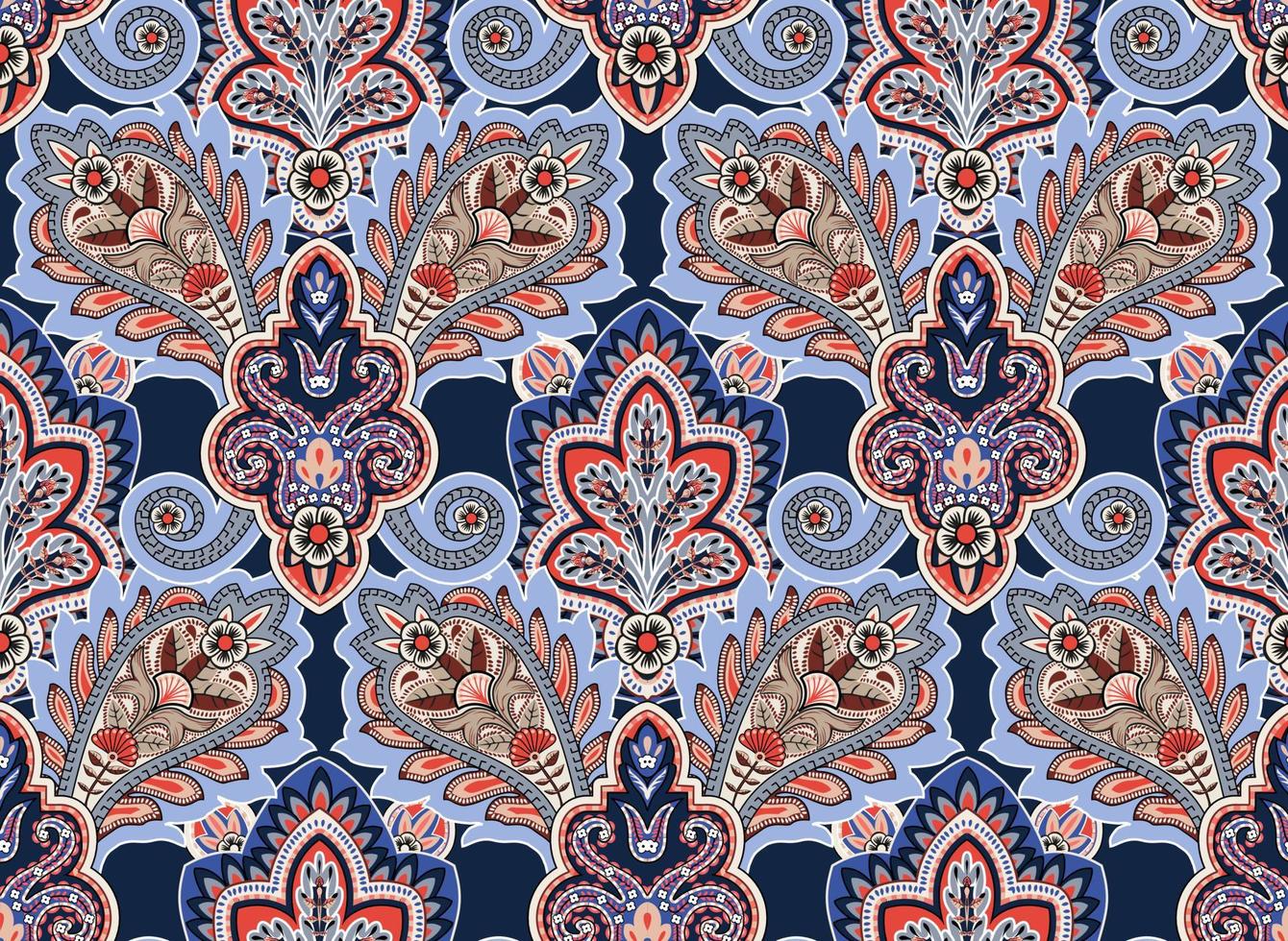 Bandana-Muster mit Paisley-Elementen. Taschentuch quadratisches Design, perfekt für Stoff, Dekoration oder Papier vektor
